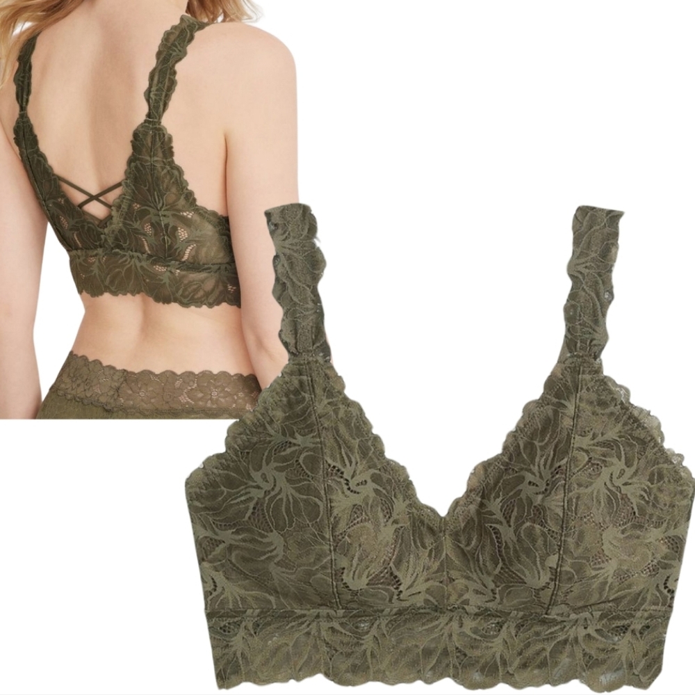NWT Maurices S Vintage Lace Criss Cross Bralette Forest Green 2761-BB